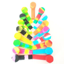 10pc 3.4'' Mini Silicone Smoking Hand Pipe W/ Metal Bowl & Cap Lid Pocket Pipe picture