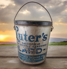 LUTER'S Smithfield, VA  8 lb. Lard Can Tin Pail Bucket Vintage Advertising RARE picture