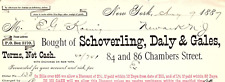 1887 SCHOVERLING DAILY & GALES CHAMBERS ST NEW YORK INVOICE BILLHEAD Z1246 picture