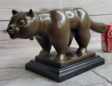 Fernando Botero Cat Gato Bronze Metal Sculpture Statue Figure on Marble Base picture