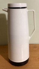 Mid Century Modern Thermos Coffee Carafe Server Pitcher White Black Glass Insert picture