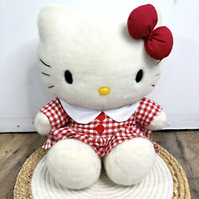 Vintage Sanrio Hello Kitty Plush 13” Red Gingham Plaid Dress 2002 picture