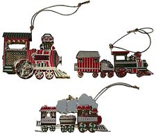 Lot of 3 Baldwin Christmas Train Engine & Caboose Ornament Santa Express picture