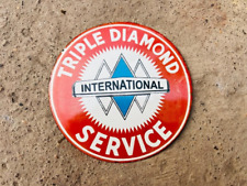 TRIPLE DIAMOND INTERNATIONAL PORCELAIN ENAMEL SIGN 30x30 INCHES picture