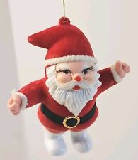 VTG Christmas Ornament Flocked Plastic Santa Claus Christmas Figurine Kitschy picture