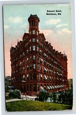 Baltimore MD, Rennert Hotel, Street View, Flowers, Maryland Vintage Postcard picture