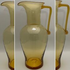 Blenko Wheat (Amber) Pitcher Vase 8210 Square Handle 1982 Made in USA 15