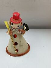 Putz Chenille Spun Cotton Vintage Santa Snowman Christmas Japan Holiday picture