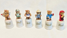 Set of Six Enesco Lucy & Me Bear Figurine Birthday Month Thimbles Lucy Rigg 1986 picture