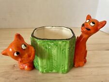 Cute Vintage 1950s MCM Orange Cats Green Figurine Made In Japan Halloween picture