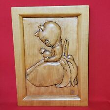 Vintage Carved Cat Kitten Wood Wall Hanging Decor picture
