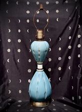 Vintage 50’s Aqua Blue Lamp With Gold Accents (NEEDS REWIRING) picture