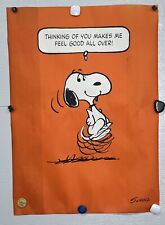 🔥VTG Orange Peanuts Dancing Snoopy Wall Poster Hallmark/Springbok NICE picture