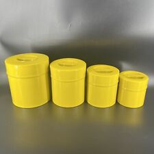 Vintage Retro Yellow Metal Nesting Canisters Set of 4 Made in Japan picture
