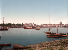 France, Bordeaux. Port view. vintage print photochromie, vintage photochrome picture