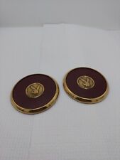 Lot of 2 Vintage Playboy Brass and Leather Beverage Coasters picture