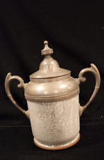 Rare 19th century Antique Grey & Pewter Granite Ware Double Handle Pot- No Stamp picture