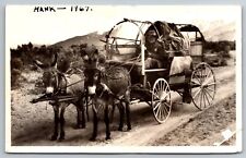 Indio California. Wagon And Donkeys. Real Photo Postcard. RPPC picture