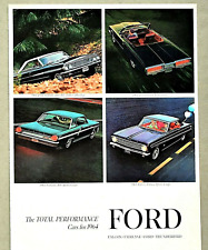 1964 FORD PERFORMANCE CARS SALES BROCHURE CATALOG ~ 12 PAGES ~ 8.5