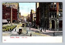 Seattle WA-Washington, Panoramic View First Ave, Antique Vintage c1907 Postcard picture