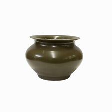 Chinese Handmade Dark Olive Army Green Ceramic Accent Bowl Holder ws3402 picture