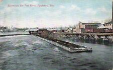 Appleton WI Wisconsin Fox River Train Railroad Depot Paper Mill Vtg Postcard E28 picture
