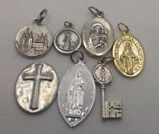 7 Vtg &1 Rear Catholic Saints, Mary, Bernadette, Joseph, Dymphna Medal Pendants  picture