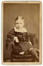 CIRCA 1880'S CDV ADORABLE LITTLE BLONDE GIRL IN CHAIR TAPPAN'S BELLAIRE OH picture