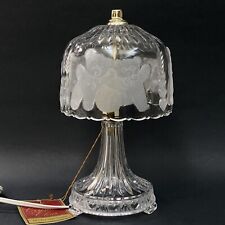 VTG Crystal Clear Industries Hand Cut Frosted Crystal Teddy Bear Boudoir Lamp picture