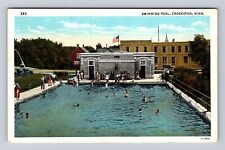 Crookston MN-Minnesota, Swimming Pool, Scenic View, Antique Vintage Postcard picture