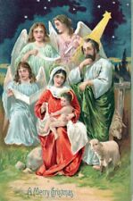 CHRISTMAS - Madonna And Child And Angels Under Starlight Postcard picture