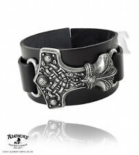 Alchemy Metal Wear Norse God Thor's Thunderhammer on Italian Leather Wrist Strap picture