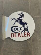 RARE PORCELAIN COLT ENAMEL SIGN 24 INCHES DOUBLE SIDED WITH FLANGE picture