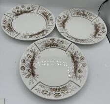 3 Johnson Bros Sylvan Brown & IvoryTransferware Semi Porcelain Dinner Plate 10
