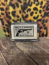 VINTAGE 1957 SMITH AND WESSON HANDGUN GLASS PAPERWEIGHT SIGN FIREARMS RARE picture