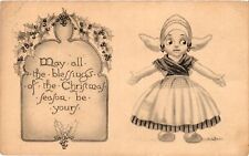 Vintage Postcard- May all the Blessings, Christmas Greetings Early 1900s picture