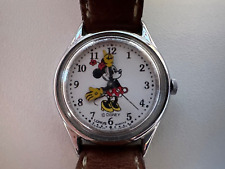 RARE LORUS DISNEY A1 MINNIE MOUSE WATCH,LEATHER BAND, NEW PILLOW BOX picture