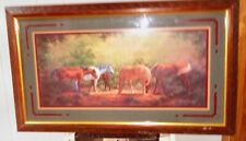  HOMCO HOME INTERIORS HORSES RECTANGLE  PICTURE  WOOD FRAME VINTAGE Equine picture