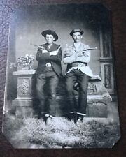 2 Cowboys Old West With Guns & Knives tintype C114RP picture