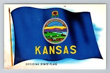 KS-Kansas, Official State Flag, Antique, Vintage Souvenir Postcard picture