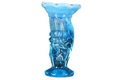 1950's Fenton Miniature Blue opalescent hand vase picture