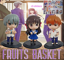 Anime Fruits Basket 3 figure set :  Yuki , Tohru  & Kyo Sohma + 5 stickers picture