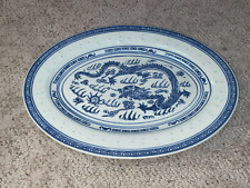 RARE Vintage Jingdezhen Fine China White Porcelain Blue Dragon Dinner Plate 14