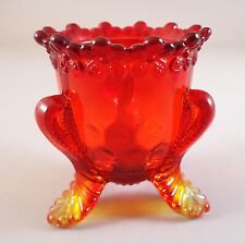 Degenhart Amberina Footed Forget Me Not Glass Toothpick / Match Holder picture