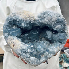 19.6LB Natural Blue Celestite Crystal Geode Cave Mineral Specimen Healing picture