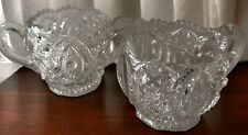 Antique EAPG Clear Glass Sugar and Creamer Early 1900s Mint Condition picture
