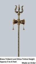 Lord Shiva Trident Brass Trishul With Damru Made on Order Approx. 5 to 6 Feet  picture