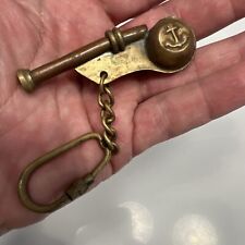 Vintage WWl issue ROYAL NAVY   Bosuns whistle   Patina Key Chain Union Jack picture