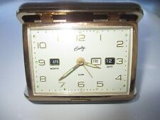 vintage BRADLEY Hand wind TRAVEL CLOCK w/day / date / month WORKS GREAT picture