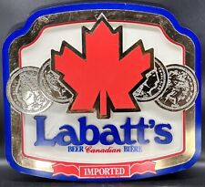 Labatt’s Canadian Beer Biēre Sign 15”X 13.5” 3D Gold Trim Plastic 1985 Vintage picture